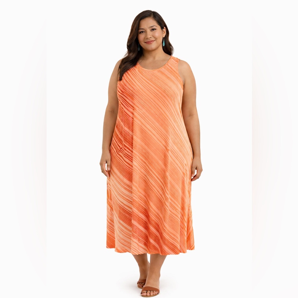 APT. 9 Coral Ombre Pleated Sleeveless Maxi Dress Size L